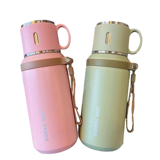 Reisthermosfles met theezeef 600 ml 8 × 23 cm roestvrij staal SUS304 draagbare fles voor thee en warme dranken voor werk, school en onderweg