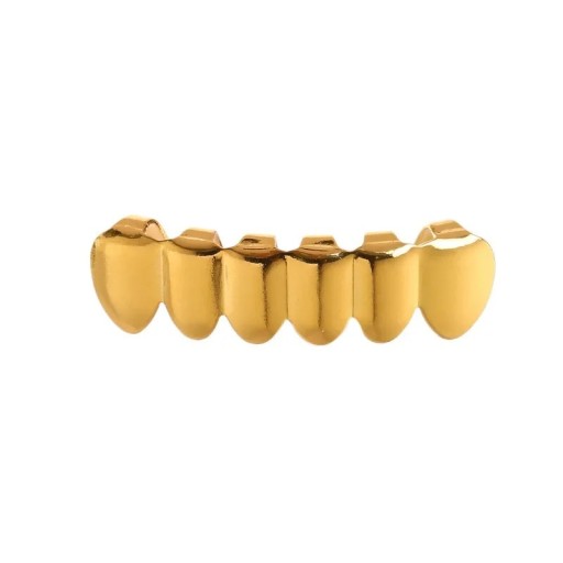 Rejillas para dientes de oro de hip hop Rejillas superiores con inserto de silicona Accesorio para dientes de oro brillante Dientes de oro con estilo Moda callejera