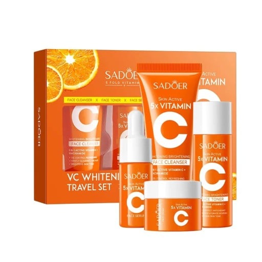 Rejse Sæt Ansigtskosmetik 4 stk Vitamin C Niacinamid Hyaluronat Opfriskende Rensegel 30 g Toner 30 ml Serum 10 ml Creme 15 g