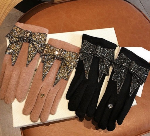 Rękawiczki damskie z kokardą A1