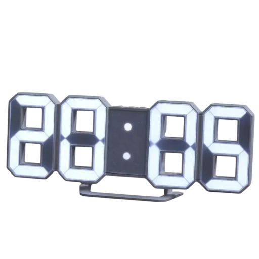 Relógio digital LED 3D 16 cm Moldura Branca Ecrã Colorido De Mesa e de Parede Calendário Brilho 3 Níveis Memória de Hora 12/24H Alimentação USB