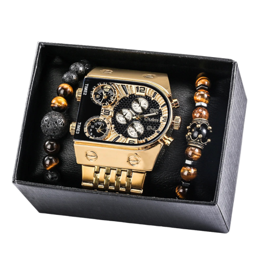 Relógios de homem com pulseiras 3 pcs
