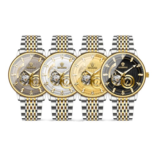 Relógios mecânicos de luxo para homem com vista para o movimento Ponteiros luminosos Caixa de 42 mm Aço inoxidável Bracelete prateado-dourado