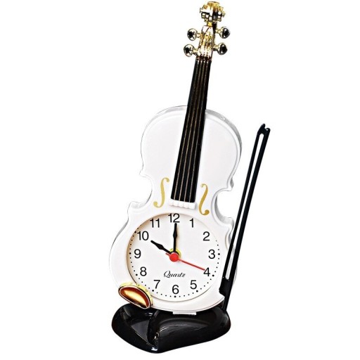 Reloj de mesa con forma de violín