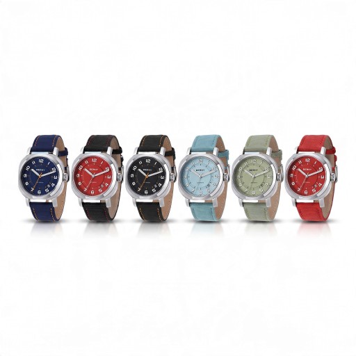 Relojes automáticos de mujer Berny Minimalistas con fecha Resistente al agua 50 m 38 mm Acero inoxidable Cristal de zafiro Correa de tela