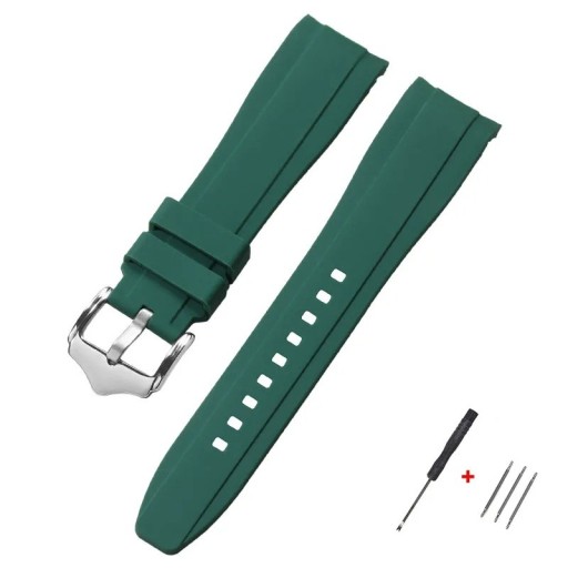 Remienok na hodinky 22 mm Gumový silikónový pásik so zaobleným koncom pre Swatch Omega Moonswatch Omega Speedmaster Seiko vodotesný náramok so striebornou prackou