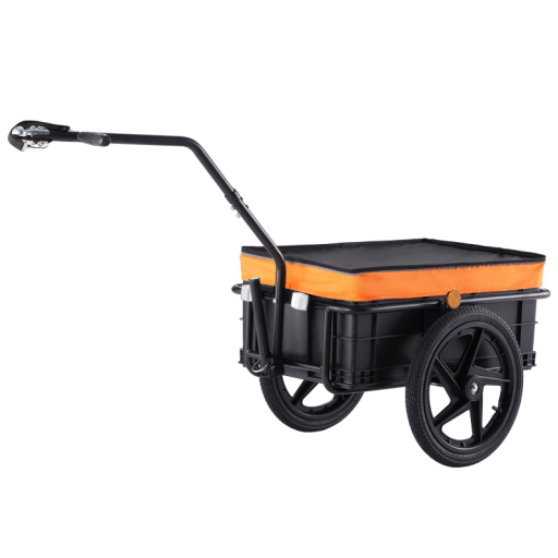 Remolque de bicicleta plegable con reflectores y cubierta dimensiones 168 x 59 x 73 cm remolque naranja y negro para transporte de carga