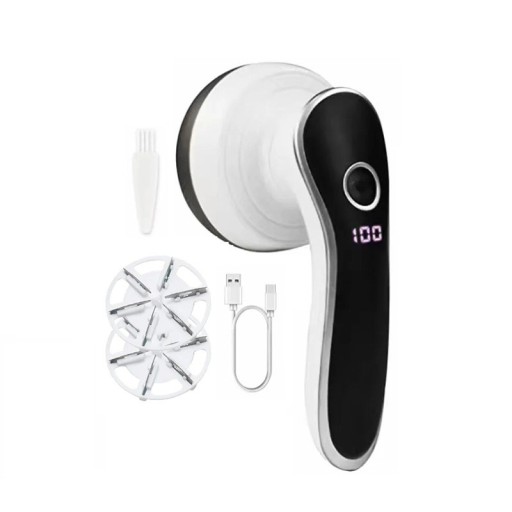 Removedor elétrico de pilling com lâminas em aço inoxidável, ecrã digital, carregamento USB, compacto para vestuário e têxteis
