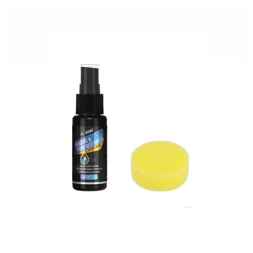 Rénovateur de plastiques et de surfaces en caoutchouc 30 ml avec éponge Nettoyage des plastiques et du caoutchouc Cosmétique automobile Entretien de l'extérieur et de l'intérieur de la voiture