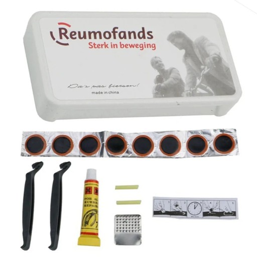 Reparatursatz für Fahrradschläuche 13-teilig Gummiflicken Reparaturkleber für Reifenpannen Ohne Hebel Kaltkleber Reparatursatz