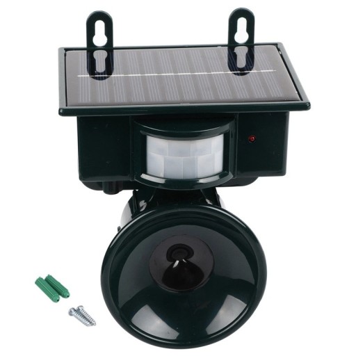 Repelent ultrasonic pentru animale cu senzor de mișcare panou solar frecvență ajustabilă 12–30 kHz plastic albastru închis pentru grădină