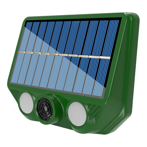 Repelente solar ultrasónico para animales, 94 × 74 × 30 mm, resistente al agua, IP66, luz LED, antigatos, perros, ratones y pájaros, sensor