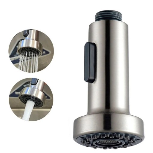 Replacement Pull-Out Head for Kitchen Tap with 2 Flow Modes: Shower and Strong Stream, G 1/2 Connection, Made of ABS with Galvanised Finish