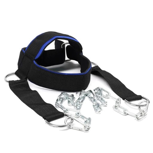 Reposacabezas acolchado con cadena de acero para fortalecer el cuello y la parte superior de la espalda, adecuado para entrenamiento físico o rehabilitación.