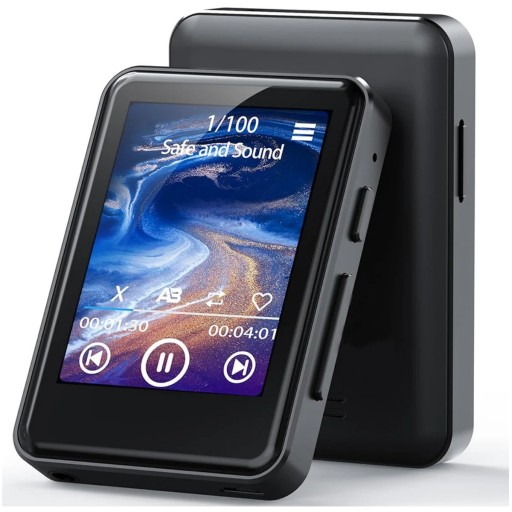 Reproductor digital MP3 MP4 negro con Bluetooth, pantalla de 1,77&quot;, grabación, soporte para libros electrónicos y microSD hasta 128 GB