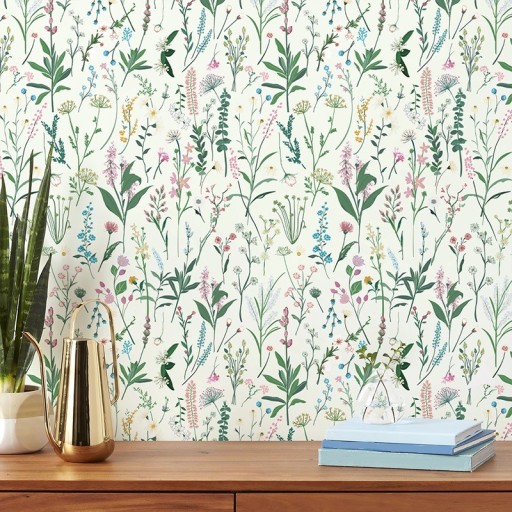 Retro Blumen-Tapete 44x150cm PVC Wasserabweisende selbstklebende Wanddekoration Vintage Muster für Küche Schlafzimmer Wohnzimmer