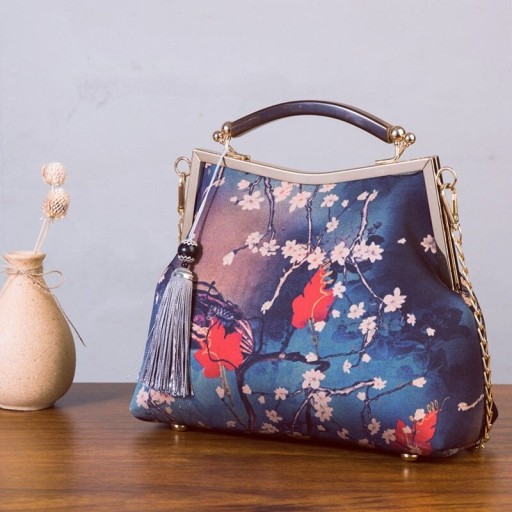 Retro-Damenhandtasche mit Blumen