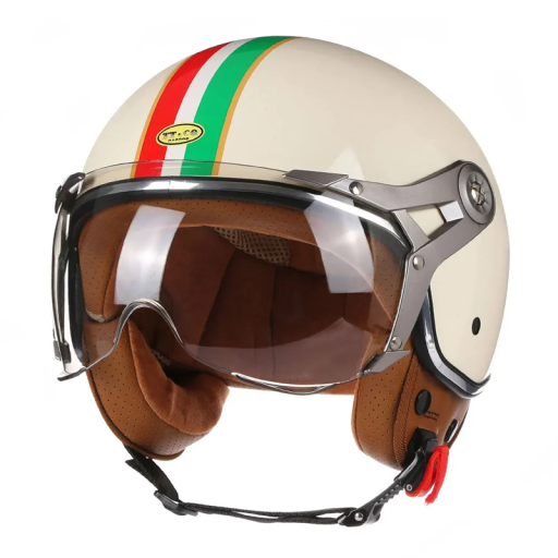 Retro kask motocyklowy z otwieranym daszkiem ABS kask ochronny do jazdy na skuterze lub motocyklu Stylowy kask vintage