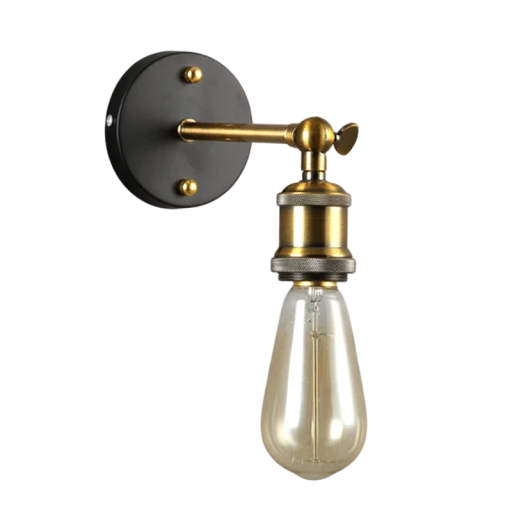 Retro lampa ścienna Otoczna o 180° Gniazdo E27 Metal Brązowo-złoty Zasilanie 90-260 V Industrialna vintage dekoracja i oświetlenie do wnętrz