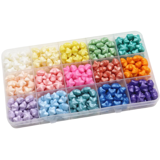 Retro Perlas de Cera para Sello 8 mm Juego de Estrellitas de Cera 15 Colores Cera Vegetal para Fabricar Sellos de Cera