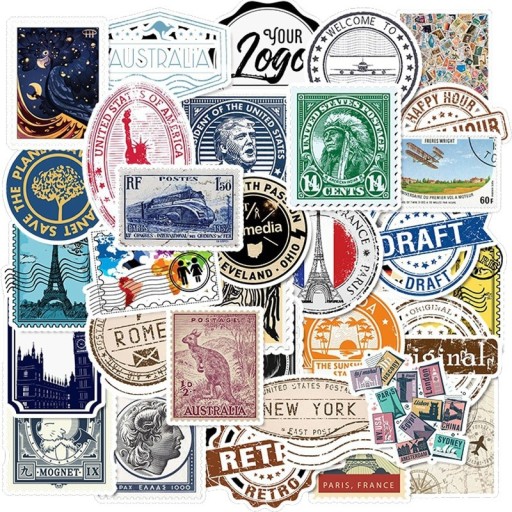 Retro Travel Stickers 50 pcs