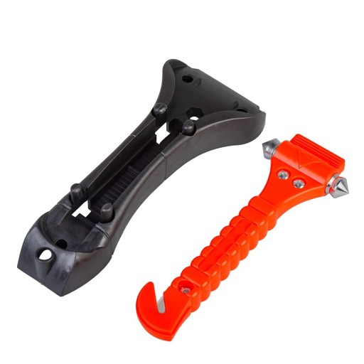 Rettungs-Sicherheitshammer 17,5 x 6,3 cm Gürtelmesser 2-in-1 Notfall-Glasbrecherhammer Kohlenstoffstahl ABS Mehrzweck-Autowerkzeug