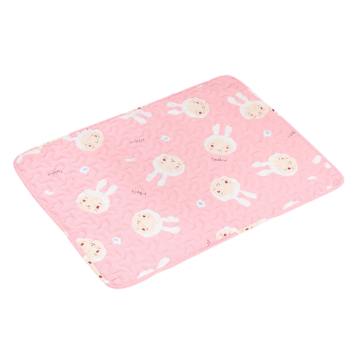 Reusable Dog Incontinence Pad 50 x 70 cm Pink with Cartoon Bunny Design Absorbent Washable Pad with Non-Slip Bottom Layer