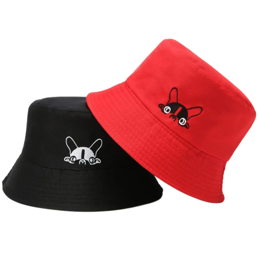 Reversible Fishing Hat with Dog Motif Lightweight Polyester Hat 56–58 cm Stylish Sun Protection Summer Fashion Accessory