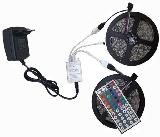 RGB LED vodotěsný pásek + ovladač + DC 12V napájecí adaptér