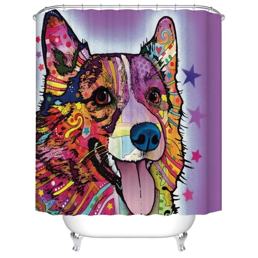 Rideau de douche avec chien