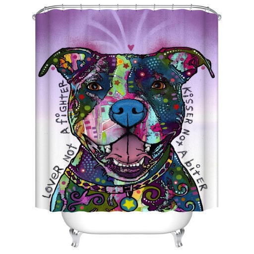 Rideau de douche avec chien