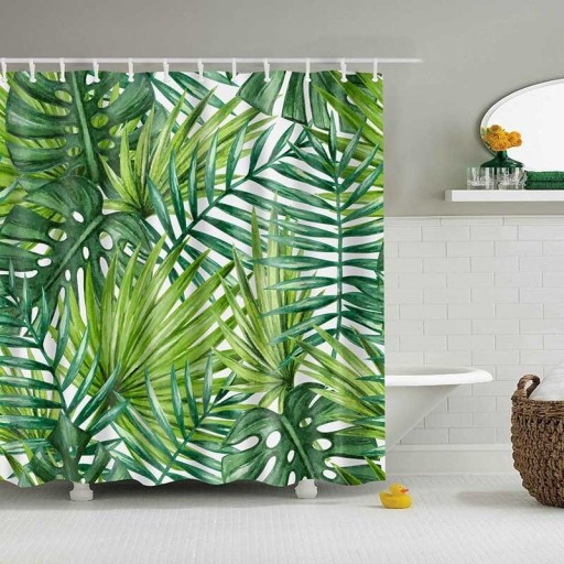 Rideau de douche avec des feuilles