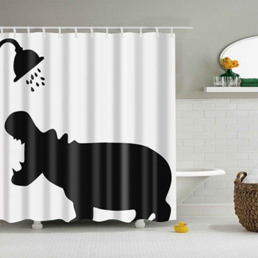 Rideau de douche avec hippopotame