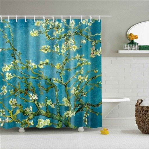Rideau de douche avec motif de plante