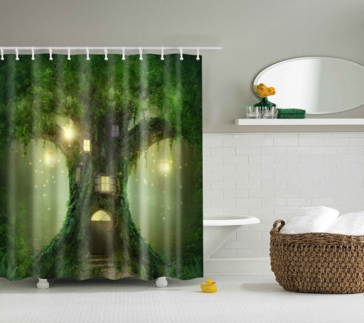 Rideau de douche avec motif nature