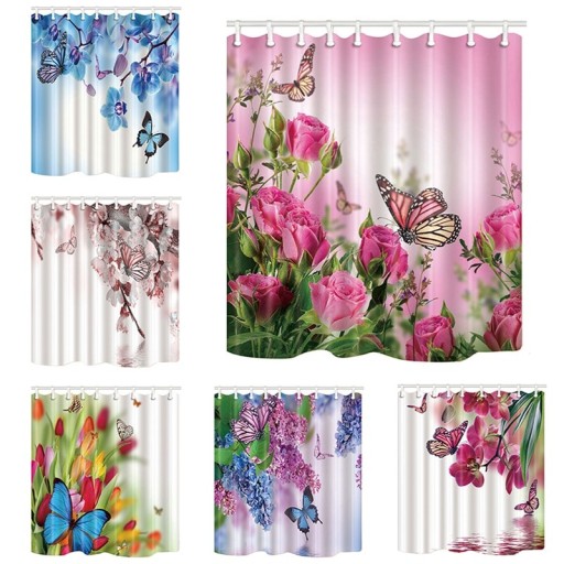 Rideau de douche motif papillons