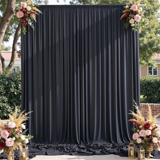 Rideau étroit comme fond photo sur tige, 75 x 215 cm, polyester fluide pour décoration de mariage, photobooth et célébrations dans une petite salle