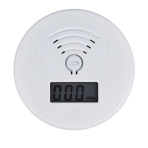 Rilevatore rotondo di monossido di carbonio CO Allarme con display LED Segnalazione acustica Funzionamento a batteria Installazione a parete Rilevatore di sicurezza domestica