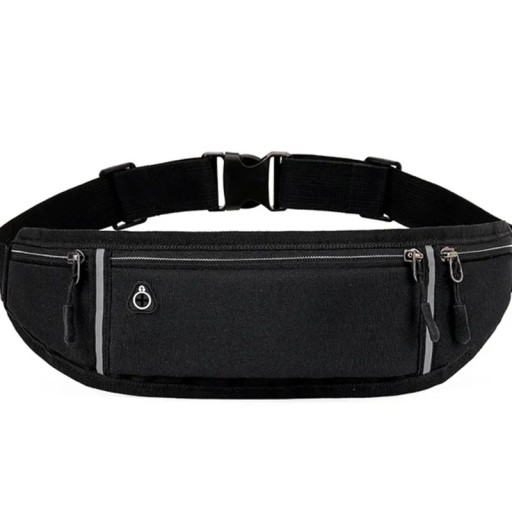 Riñonera deportiva de lona, diseño vintage, color negro, con bolsillo para teléfono móvil, auriculares, fitness, running, ciclismo, ligera, para uso diario en la cintura.