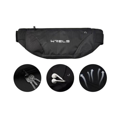 Riñonera deportiva para correr con funda impermeable para móvil, correa ajustable y orificio para auriculares.