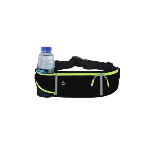 Riñonera deportiva para correr con portabotellas, bolsillo impermeable, para correr, ciclismo, fitness, jogging, ligera y cómoda de llevar.