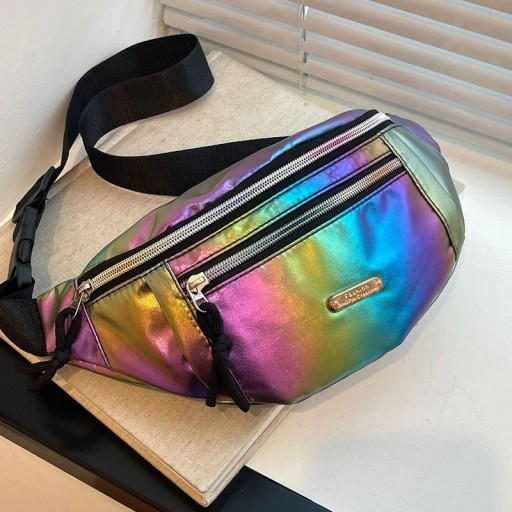 Riñonera efecto arcoíris 31 x 15 x 8 cm Bolso con cremallera para mujer y hombre Correa ajustable Bolsillo interior con cremallera Viaje