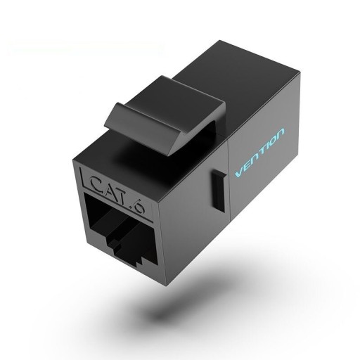RJ45 CAT 6 forbindelse til sammenkobling af to netværkskabler To RJ45-stik Til kabler 22 til 26 AWG Sort ABS- og PC-plast Mål 3,3 x 1,6 x 1,5