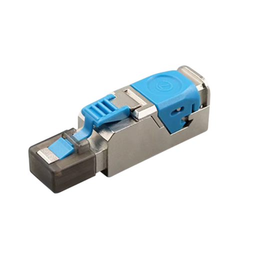 RJ45 LAN konektor CAT7 tienený 40Gbps 2000MHz pre 22–24AWG kovový modro strieborný opakovane použiteľný ethernet kábel