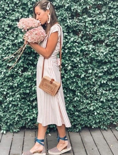 Robe à rayures sans manches pour femmes