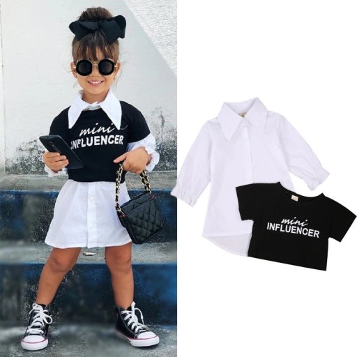 Robe chemise et t-shirt pour fille L1353