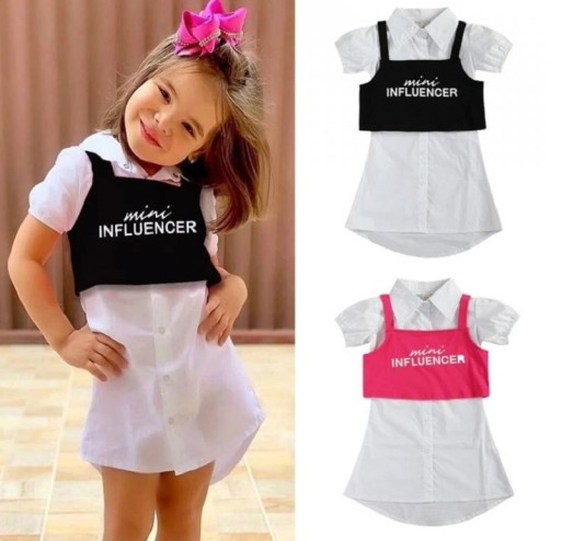 Robe chemise et top pour filles L1502