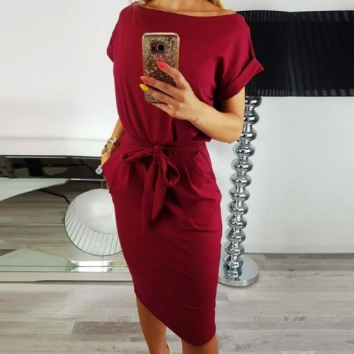 Robe d'été pour femme avec un nœud à la taille J1123
