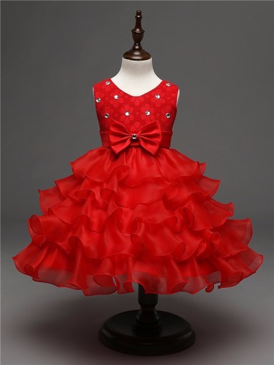 Robe de fille de luxe - Rouge