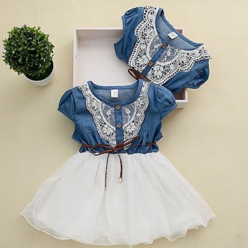 Robe fille avec jupe en tulle N98